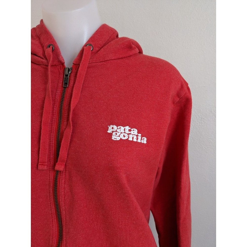 Pantagonia Size Small Zip Up Hoodie Hooded Jacket Red Cotton Blend Long Sleeves - Picture 5 of 11